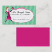 パン屋のデザートを運んでいるレトロのケーキのベーキングの女の子 名刺 (正面/裏面)