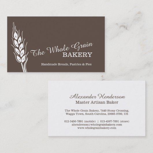 パン屋のパン屋のムギの穀物の茶色の名刺 名刺 (正面/裏面)