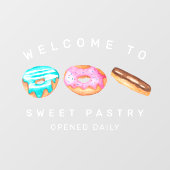 パン屋のビジネス歓迎サイン 水彩画のドーナツ ウィンドウサイン (シート)