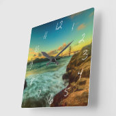 パン屋のビーチの日没 スクエア壁時計 (傾斜)