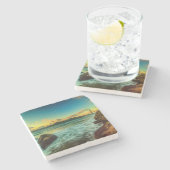 パン屋のビーチの日没 ストーンコースター (横)