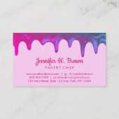 パン屋のピンクのクリームが垂れた抽象的なお菓子職人のデザイン 名刺 (裏面)