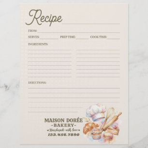 パン屋のペストリーシェフのベーキングレシピページの料理本 チラシ