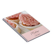 パン屋のモノグラムロゴ写真ピンク ノートブック (右側)