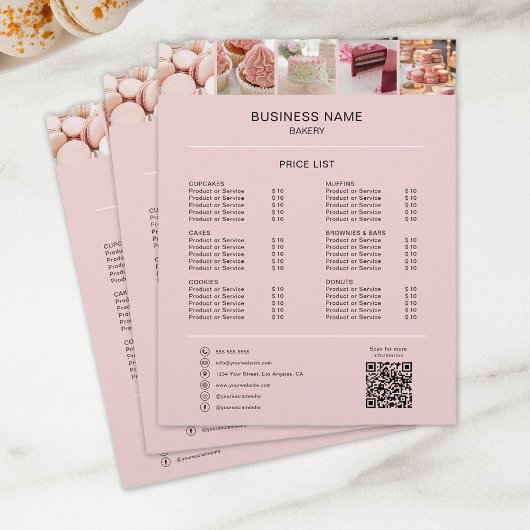 パン屋の写真付きSNSアイコン価格リスト チラシ