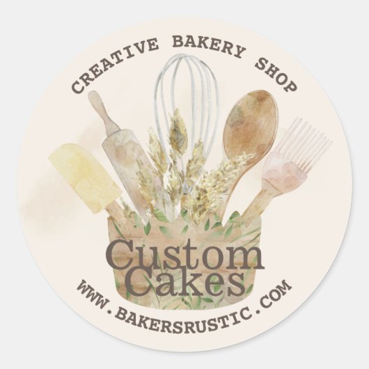 パン屋の職人 パテシエ リアルなスタイル オーダーメイド ラウンドシール (正面)