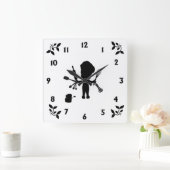 パン屋は彼の道具/道具をジャグル スクエア壁時計 (ホーム)