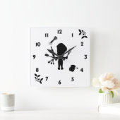 パン屋は彼の道具/道具をジャグル スクエア壁時計 (ホーム)