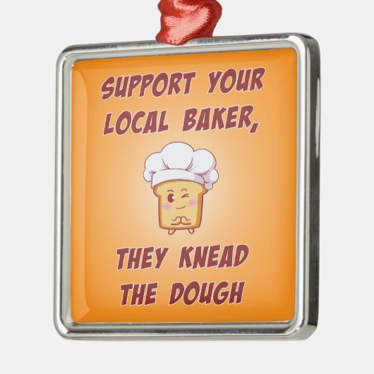 パン屋を手伝って生地をこねる メタルオーナメント (左)