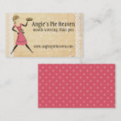 パン屋パイを運んでいるレトロのベーキングパイ女の子 名刺 (正面/裏面)