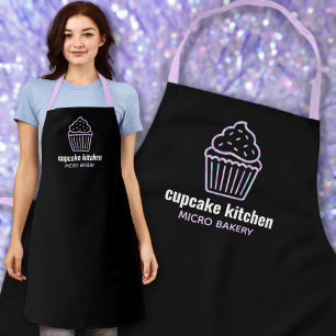 パン屋モダンの名前は玉虫色のカップケーキかわいいスタッフ エプロン