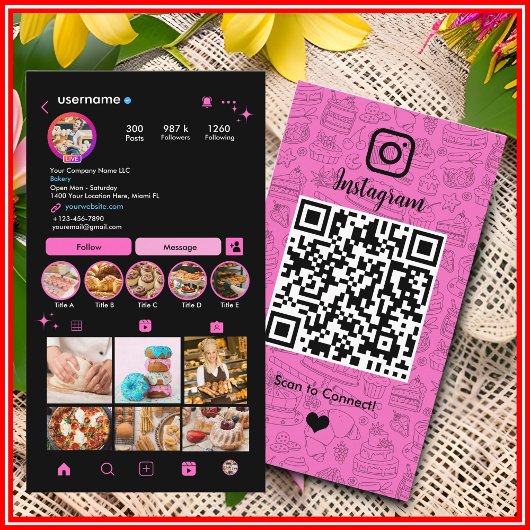 パン屋 インスタグラム シェフ ピンク パティスリー ケータリング QR 名刺