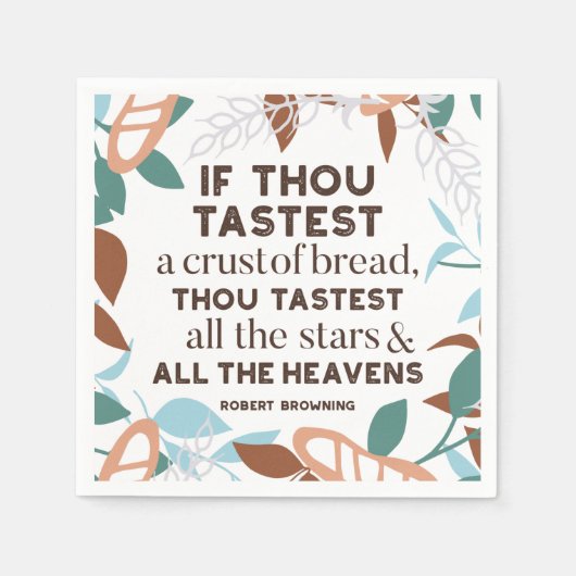 パン引用文by Robert Browning スタンダードカクテルナプキン (正面)