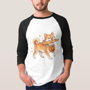 パン泥棒の柴犬 - フランスパンを運ぶかわいい犬 Tシャツ