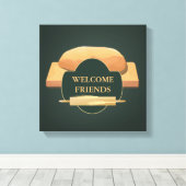 パン焼いたキチェンアートウェルカムハンターグリーン キャンバスプリント (インサイチュ (ウッドフロア))