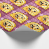 パン猫では、紫色の格子縞 ラッピングペーパー (角)