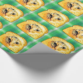 パン猫では、緑の格子縞 ラッピングペーパー (角)