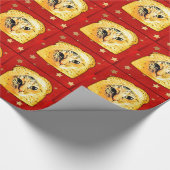 パン猫では、赤い星 ラッピングペーパー (角)