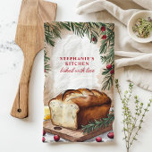 パン素朴ローフのクリパーソナライズされたスマス キッチンタオル
