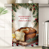 パン素朴ローフのクリパーソナライズされたスマス キッチンタオル