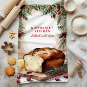 パン素朴ローフのクリパーソナライズされたスマス キッチンタオル