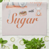 パン職人とパティシエのための「Baking Hugs Sugar」デザイン キッチンタオル (折り畳み)