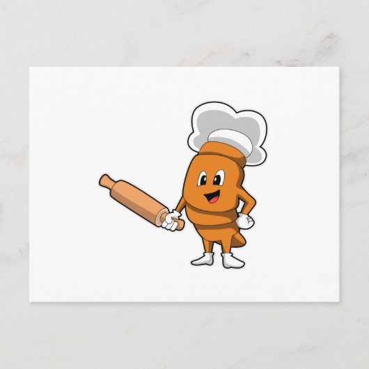 パン職人 ローリングピン付き ポストカード (正面)