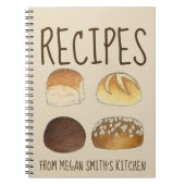 パン転がレシピパーソナライズされた料理キッチン ノートブック (正面)