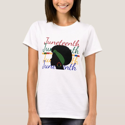 パン・アフリカンカラーのジューンティーンスフェスティブTシャツ Tシャツ (正面)