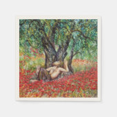 パン、オリーブの木とポピーの畑 スタンダードカクテルナプキン (正面)