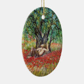 パン、オリーブの木とポピーの畑 セラミックオーナメント (右)