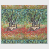 パン、オリーブの木とポピーの畑 ラッピングペーパー (フラット)