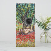 パン、オリーブの木とポピーの畑、黒 招待状 (スタンド正面)