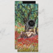 パン、オリーブの木とポピーの畑、黒 招待状 (正面/裏面)