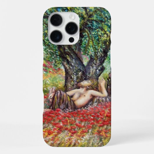 パン オリーブの木 ケシの花畑 iPhoneケース (裏面)