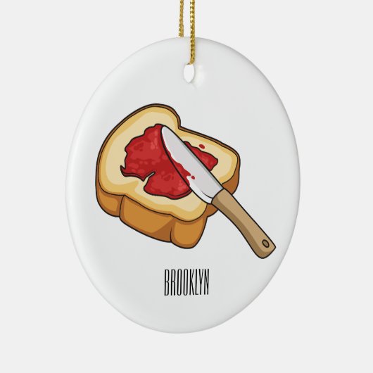 パン&ジャム漫画イラストレーション セラミックオーナメント (右)