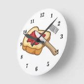 パン&ジャム漫画イラストレーション ラウンド壁時計 (傾斜)