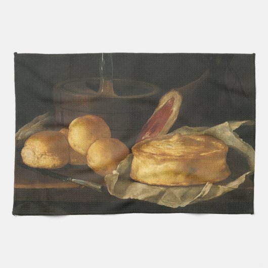 『パン、タルト、ハムのあるバロック時代の静物画』 キッチンタオル (横)