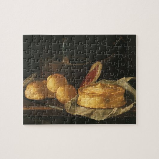 『パン、タルト、ハムのあるバロック時代の静物画』 ジグソーパズル (横)