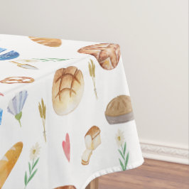 パン |パイ |ベーカリーの水彩パターン テーブルクロス