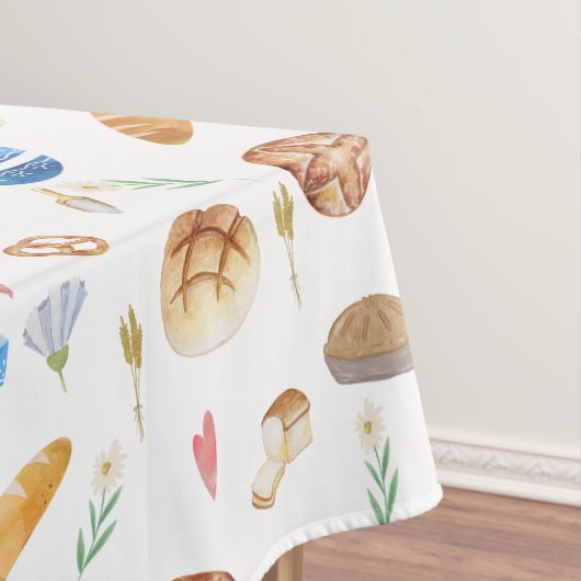 パン |パイ |ベーカリーの水彩パターン テーブルクロス (インサイチュ)
