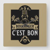 パン・ベイカー スクエア壁時計 (正面)