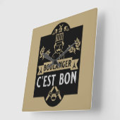 パン・ベイカー スクエア壁時計 (傾斜)