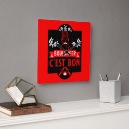 パン・ベイカー スクエア壁時計