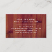 パン・ボード、ベーカーズ、ベーカリー店 名刺 (裏面)