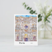 パヴィアイタリア旅行水の色の手描き ポストカード (スタンド正面)