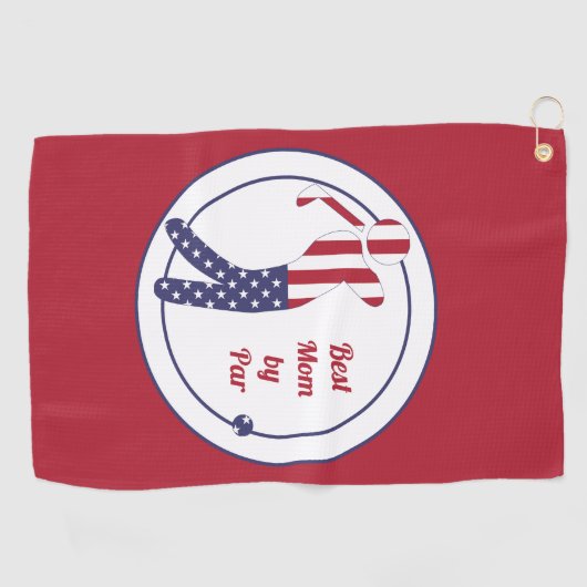 パーの母|おもしろい·アメリカン·フラグ·ゴルファー- ゴルフタオル (横)