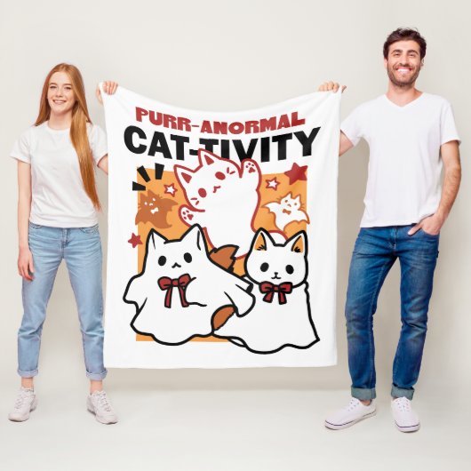 パーアノーマル猫の感性かわいいハロウィーンキャットデザイン フリースブランケット (インサイチュ)
