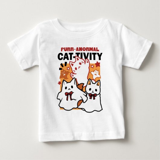 パーアノーマル猫の感性かわいいハロウィーンキャットデザイン ベビーTシャツ (正面)