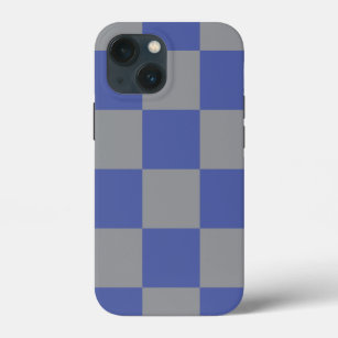 パーウィンクルブルー格子縞正方形パターン iPhone 13 MINIケース